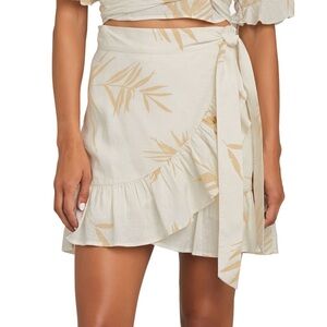 Rails Etienne Savannah Palms Linen Blend Ruffle Wrap Mini Skirt with Tie